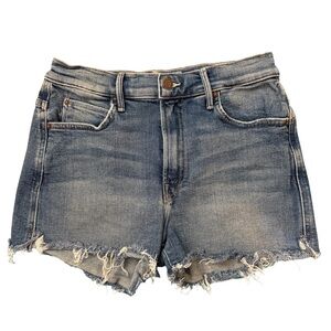 Mother High Waisted Rascal Slit Fray Denim Shorts Size 28 medium blue